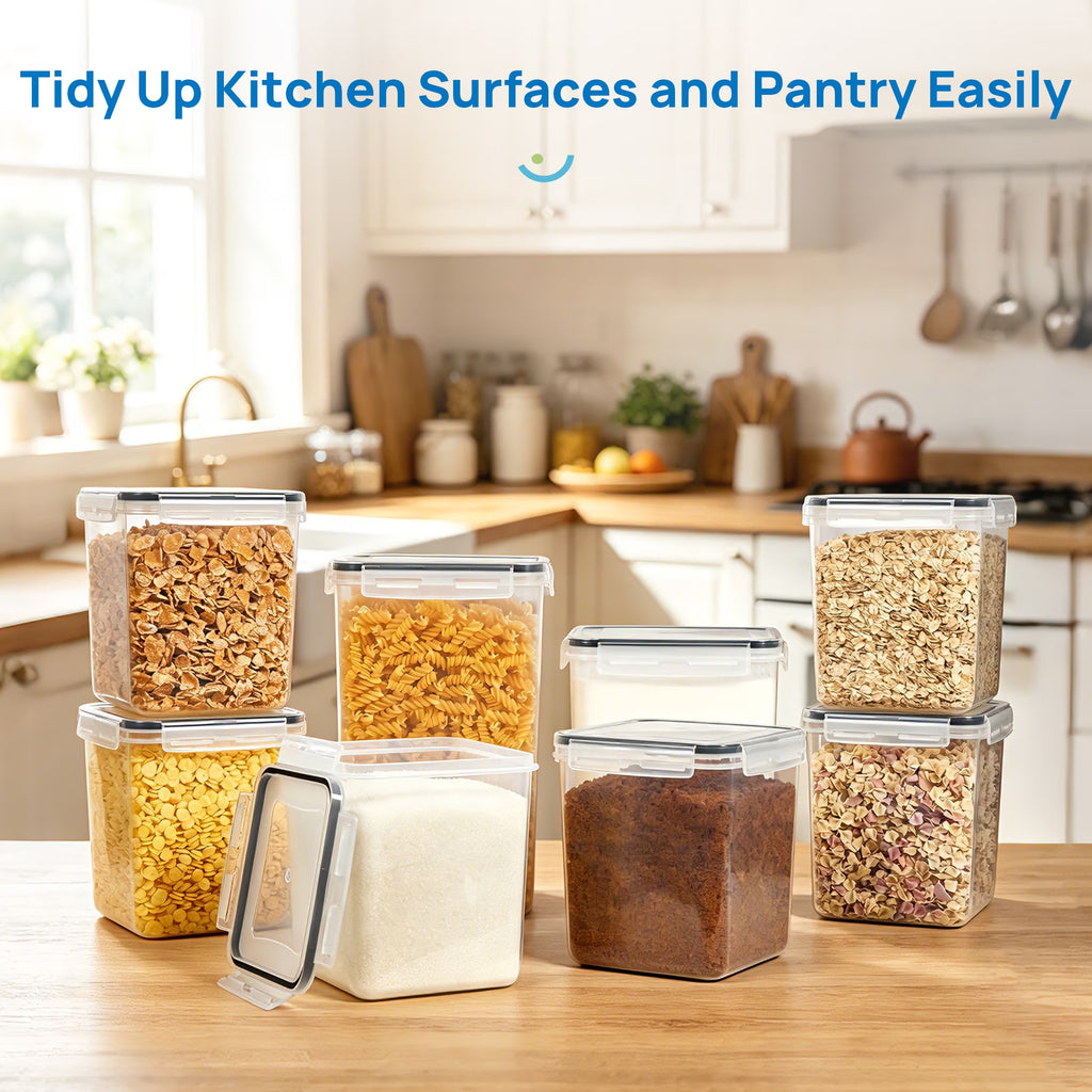 8 Pcs Large Airtight Food Storage Containers,  Flour Canisters, for Kitchen Organization