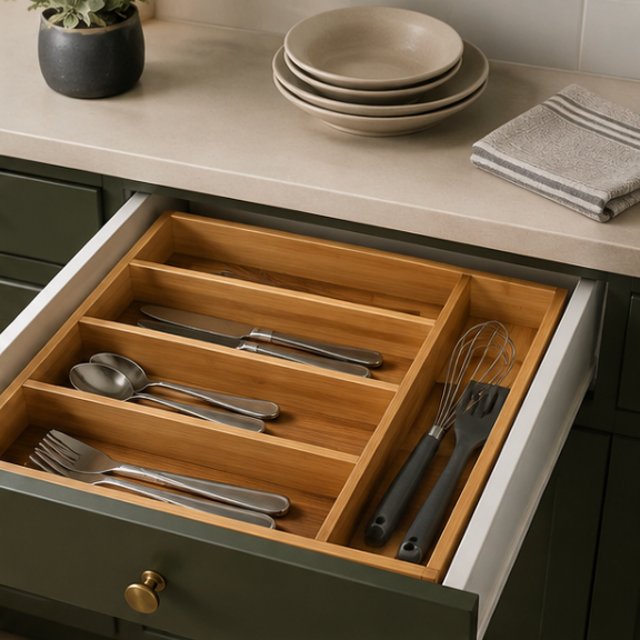 Bamboo cutlery organizer