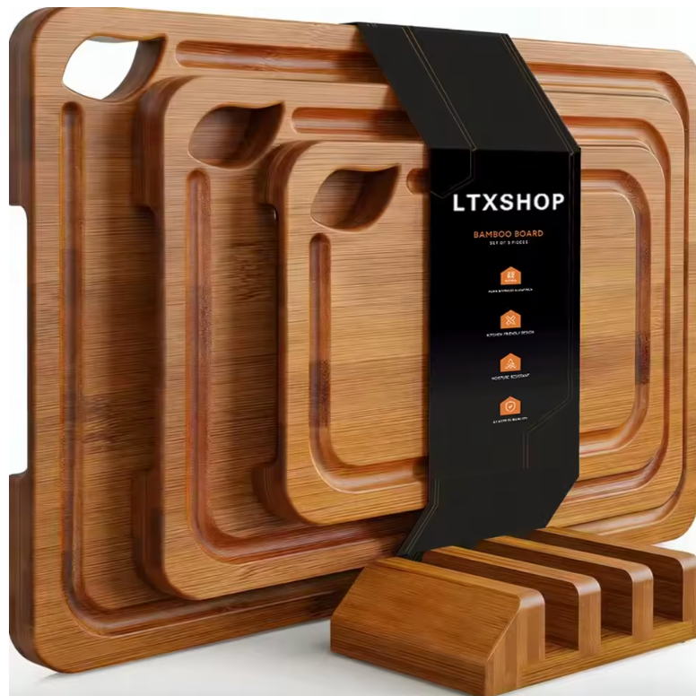 3-Piece bamboo cutting board set
