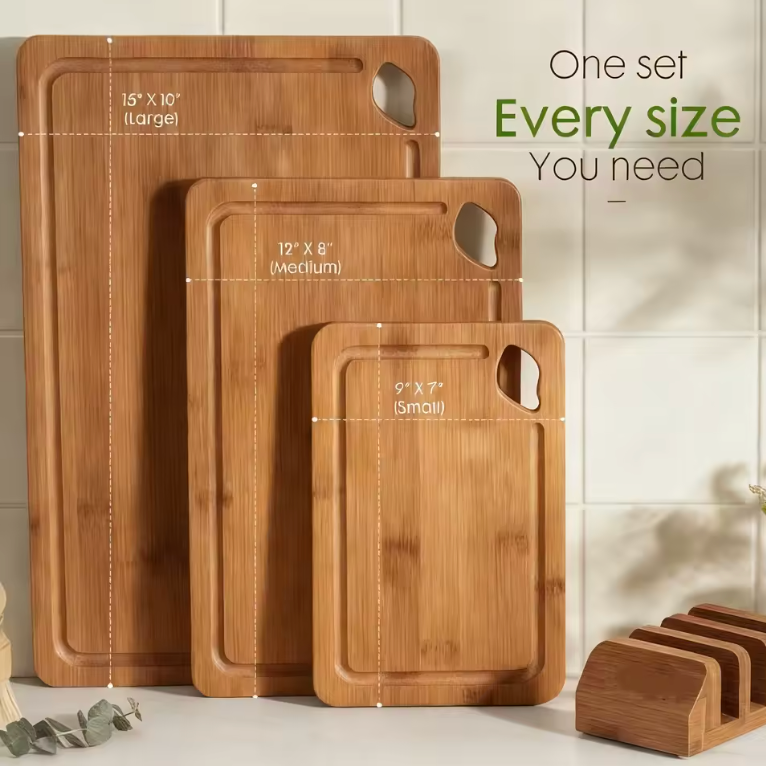 3-Piece bamboo cutting board set