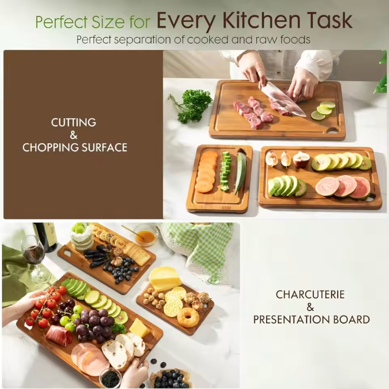 3-Piece bamboo cutting board set