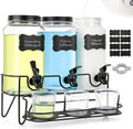 3 Sets 2.2L Liquid Laundry Detergent Dispenser, Glass Laundry Soap Dispenser with Stand, Measuring Cup, Fabric Softener Dispenser for Laundry Room Organization